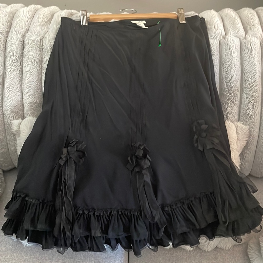NWO Adille Vintage beautiful black silk skirt Sz 8 med SEE VIDEO,GORGEOUS Hold